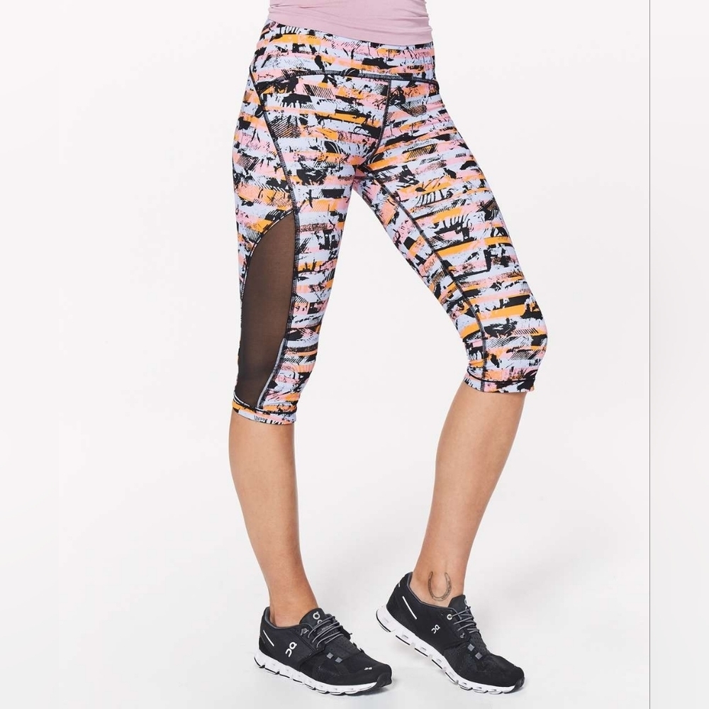 Lululemon Sun Runner Crop *17" Inversion Multi / Black Size 10 Women's